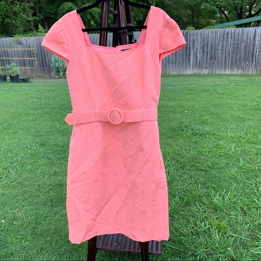 Alex Marie Peach Sheath Dress with Belt sz16